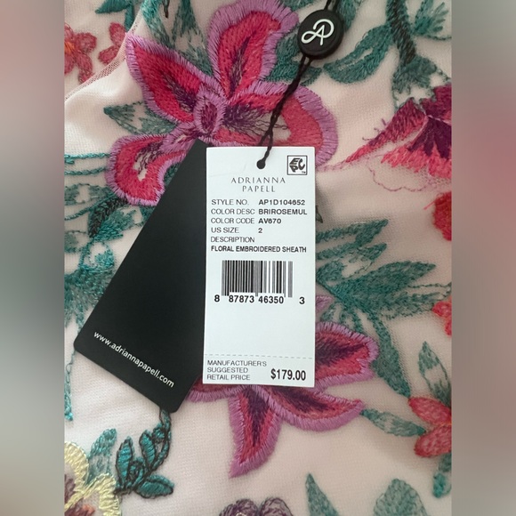 ADRIANNA PAPELL NWT colorful floral lace overlay bell sleeve sheath dress size 2 - Picture 6 of 9